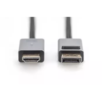 DIGITUS Καλώδιο DP σε HDMI με LED 4K/30Hz, 2m Θήκη αλουμινίου, επιχρυσωμένο, υποστηρίζει 4K30Hz