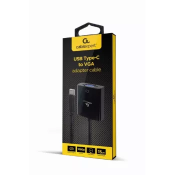 Προσαρμογέας GEMBIRD USB Type-C σε VGA Display, 15 cm, Μαύρος