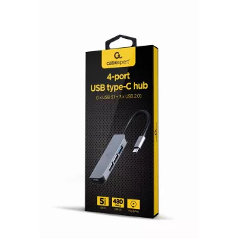 Gembird UHB-U3P1U2P3-01 Hub USB-C, Ασημί