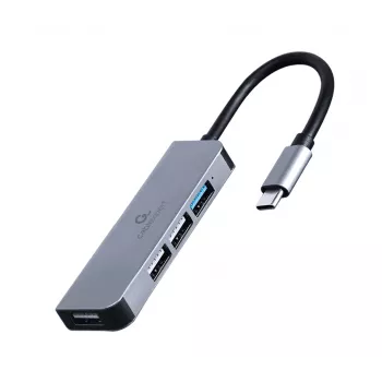 Gembird UHB-U3P1U2P3-01 Hub USB-C, Ασημί