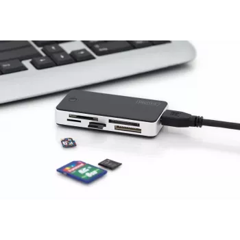DIGITUS USB 3.0 Αναγνώστης καρτών, υποστηρίζει κάρτες MS/SD/SDHC/MiniSD/M2/CF/MD/SDXC, καλώδιο σύνδεσης USB-A 1M