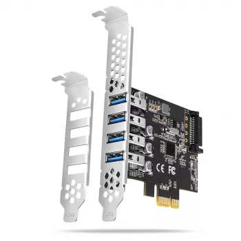 Κάρτα PCIe Axagon PCEU-43RS - 4x θύρα USB 5 Gbps, διπλή τροφοδοσία, Renesas PD720201, SP & LP