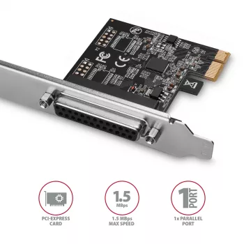 Axagon PCEA-P1N PCIe - 1x προσαρμογέας παράλληλης θύρας με SP & LP, PCIe, Parallel, Female, Full-height / Low-profile, PCIe 2.0, Κίνα
