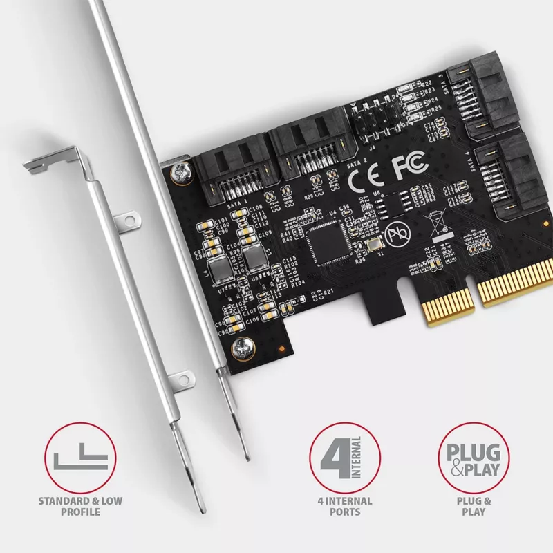 Axagon PCES-SA4X4 PCIe Controller - 4x εσωτερική θύρα SATA 6G, ASM1164, SP & LP