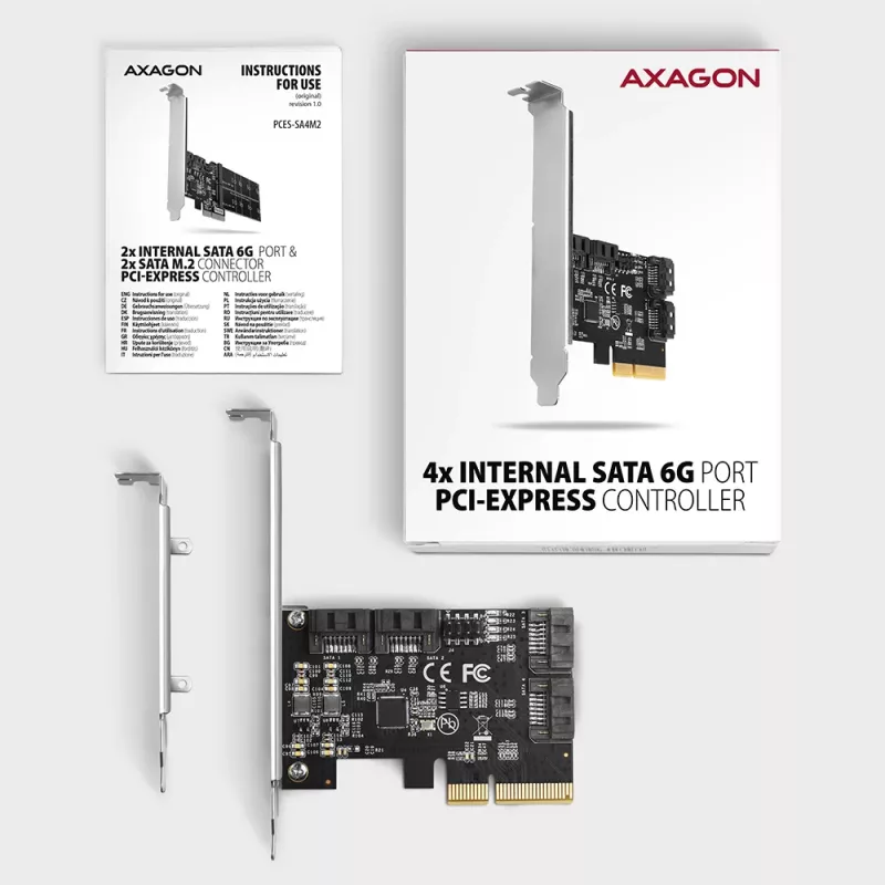 Axagon PCES-SA4X4 PCIe Controller - 4x εσωτερική θύρα SATA 6G, ASM1164, SP & LP