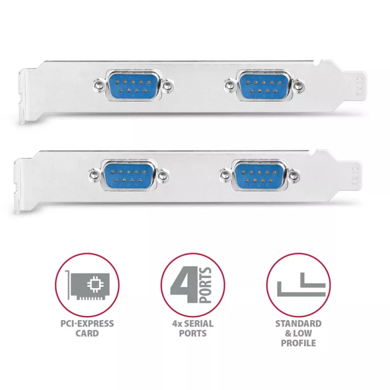 Axagon PCEA-S4N PCIe - 4x σειριακή θύρα 250 kbps προσαρμογέας με SP και LP