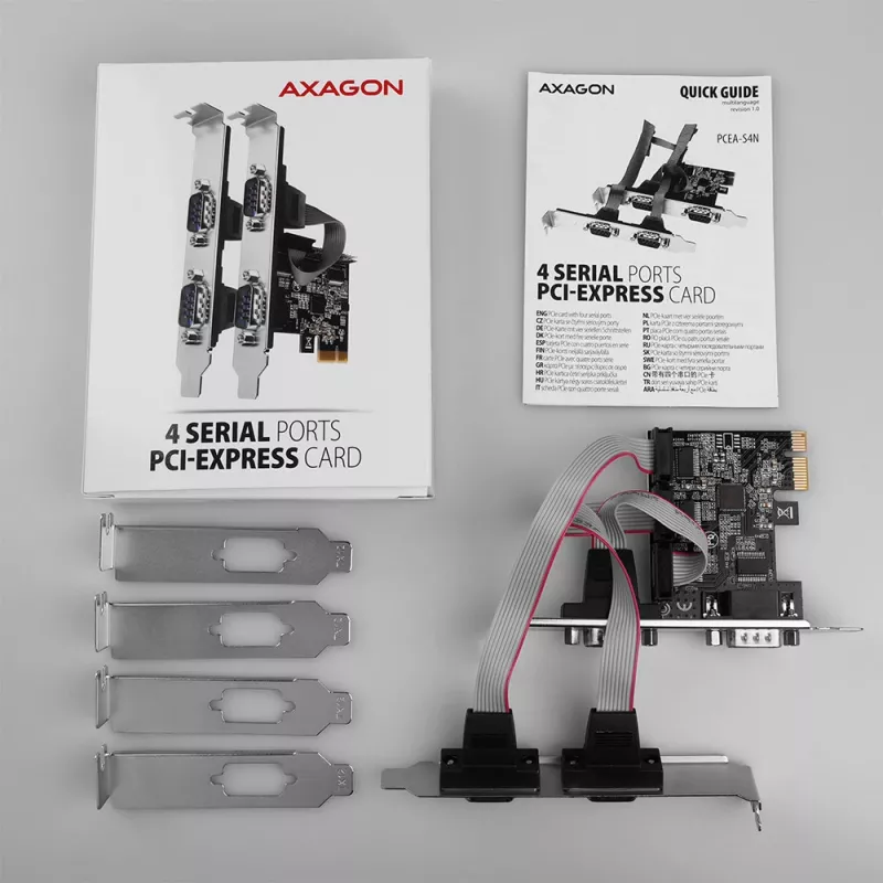 Axagon PCEA-S4N PCIe - 4x σειριακή θύρα 250 kbps προσαρμογέας με SP και LP