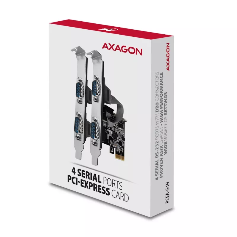 Axagon PCEA-S4N PCIe - 4x σειριακή θύρα 250 kbps προσαρμογέας με SP και LP