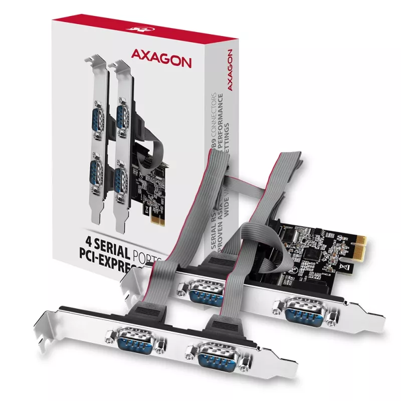 Axagon PCEA-S4N PCIe - 4x σειριακή θύρα 250 kbps προσαρμογέας με SP και LP