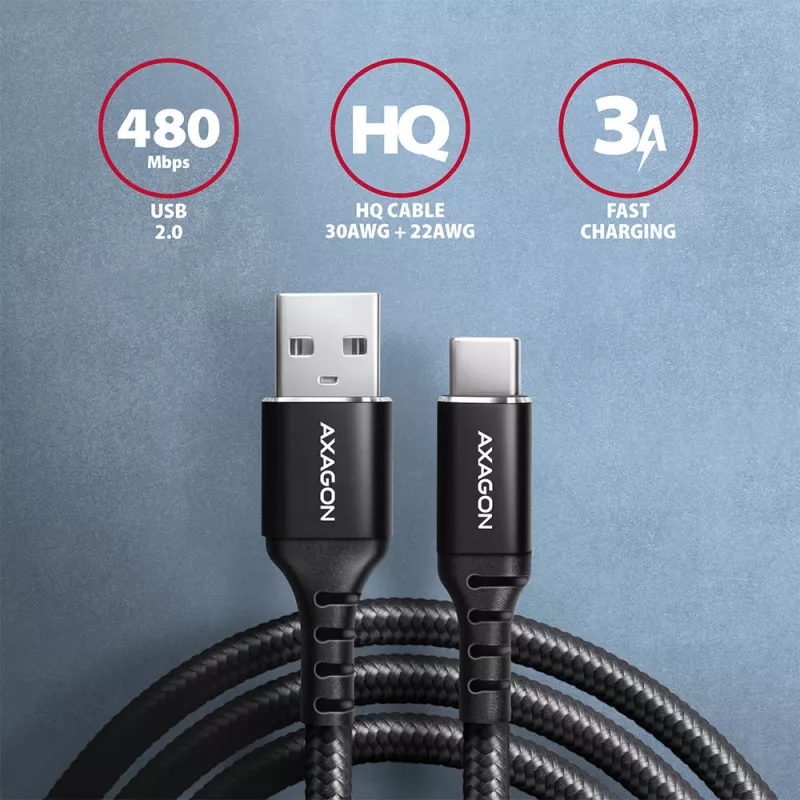 Axagon BUCM-AM10AB HQ Καλώδιο USB-C USB-A 1 m