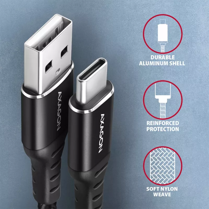 Axagon BUCM-AM10AB HQ Καλώδιο USB-C USB-A 1 m