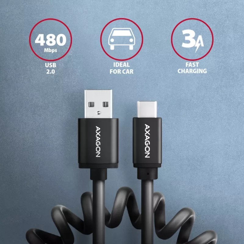 Καλώδιο USB Axagon BUCM-AM10TB USB 2.0 0,6 m USB-C USB-A Μαύρο