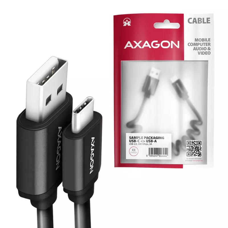 Καλώδιο USB Axagon BUCM-AM10TB USB 2.0 0,6 m USB-C USB-A Μαύρο