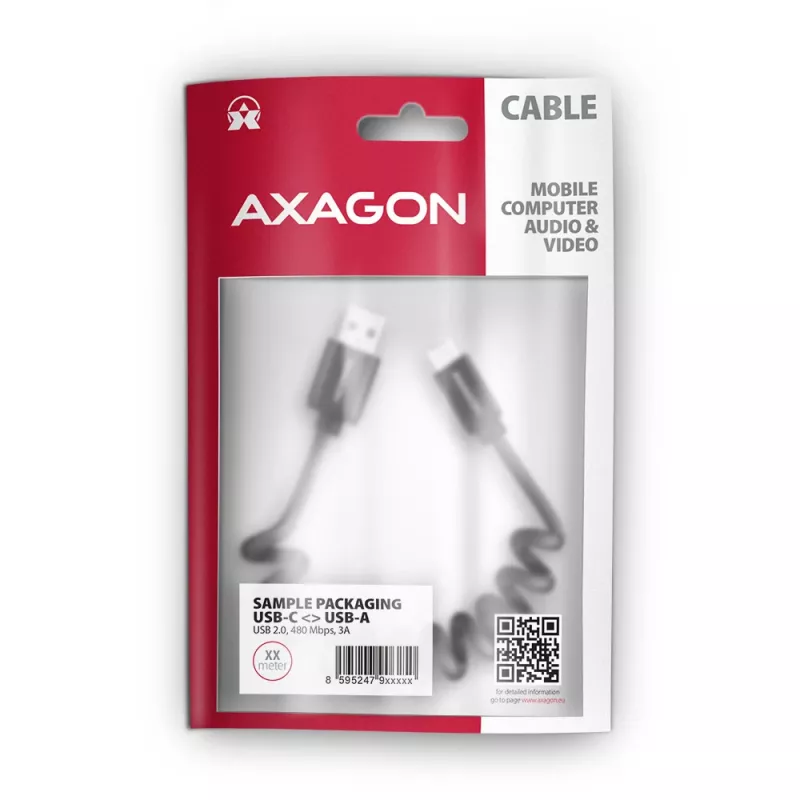 Καλώδιο USB Axagon BUCM-AM10TB USB 2.0 0,6 m USB-C USB-A Μαύρο
