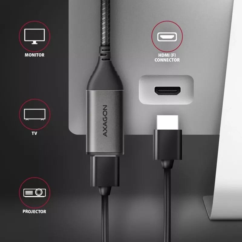 Axagon RVC-HI2M Προσαρμογέας USB-C -> HDMI 2.0a 4K/60Hz HDR10