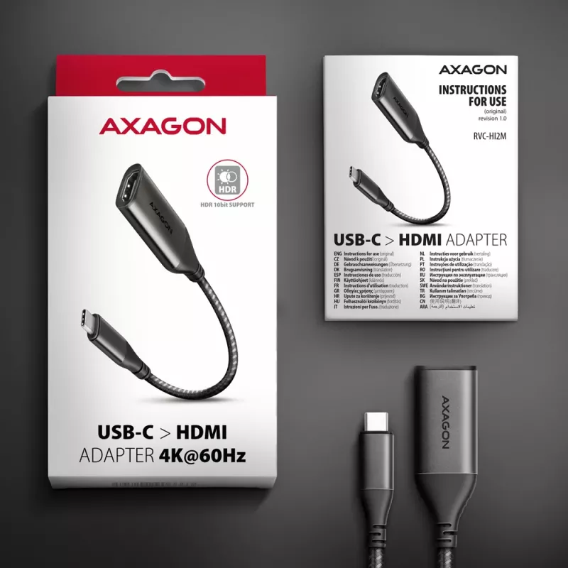 Axagon RVC-HI2M Προσαρμογέας USB-C -> HDMI 2.0a 4K/60Hz HDR10