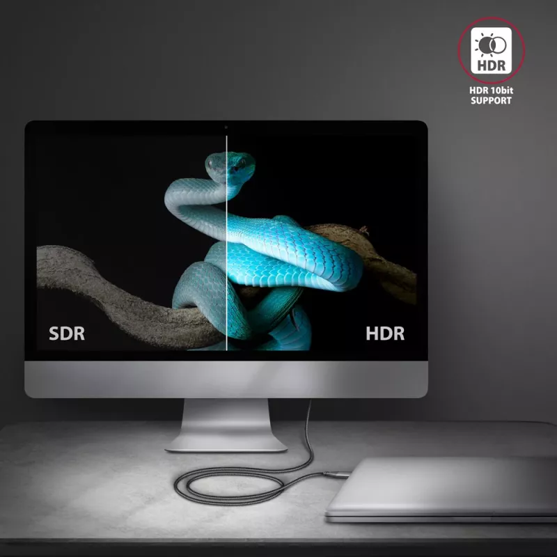Axagon RVC-HI2MC Καλώδιο USB-C -> HDMI 2.0a 1,8m, 4K/60Hz HDR10