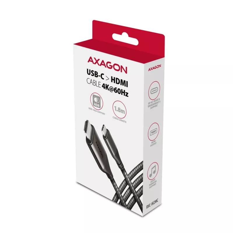 Axagon RVC-HI2MC Καλώδιο USB-C -> HDMI 2.0a 1,8m, 4K/60Hz HDR10