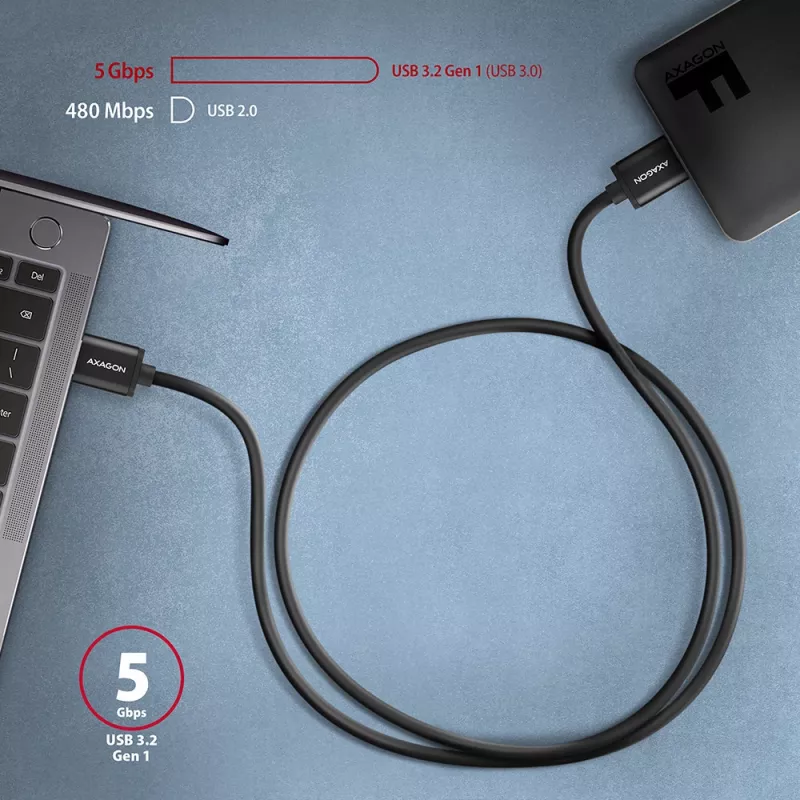 Axagon BUMM3-AM10AB SPEED Καλώδιο Micro-B USB <> USB-A 3.2 Gen 1 1 m