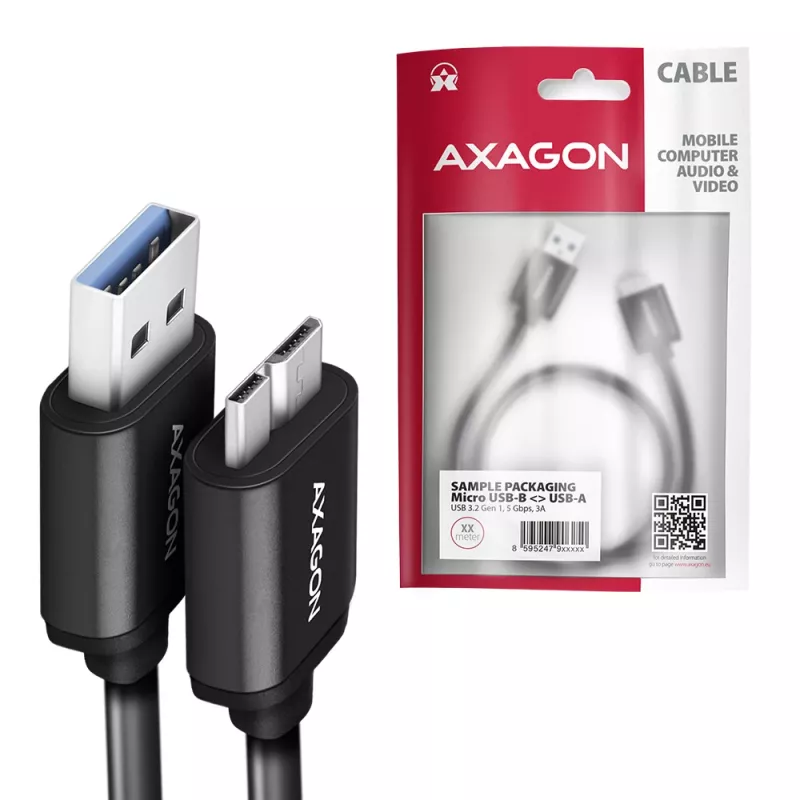Axagon BUMM3-AM10AB SPEED Καλώδιο Micro-B USB <> USB-A 3.2 Gen 1 1 m