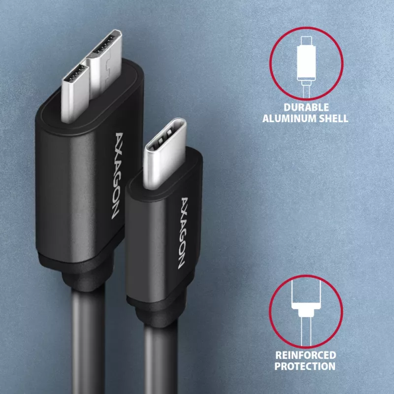 Καλώδιο USB Axagon BUMM3-CM10AB Micro-USB B σε USB C 1m Μαύρο