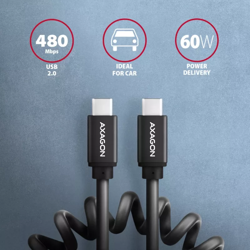 Axagon BUCM-CM10TB TWISTER Καλώδιο USB-C <> USB-C 0,6 m