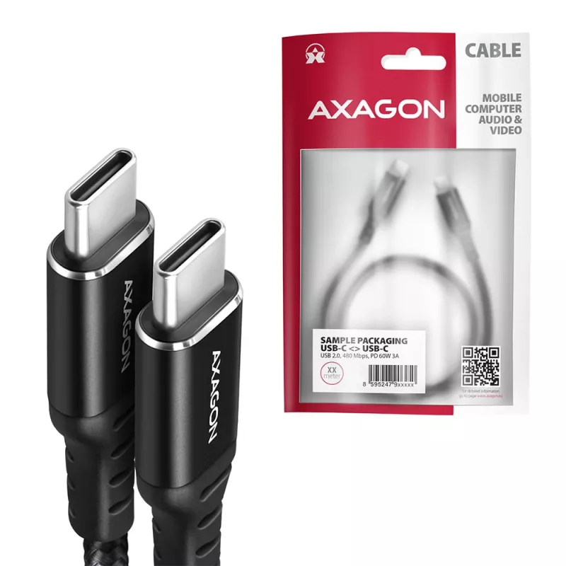 Καλώδιο USB Axagon BUCM-CM20AB 2m USB C Μαύρο