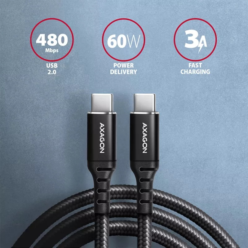 Καλώδιο USB Axagon BUCM-CM30AB USB 2.0 3 m USB C Μαύρο