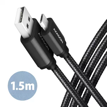 Καλώδιο USB Axagon BUMM-AM15AB USB 2.0 1,5 m Micro-USB B USB A Μαύρο