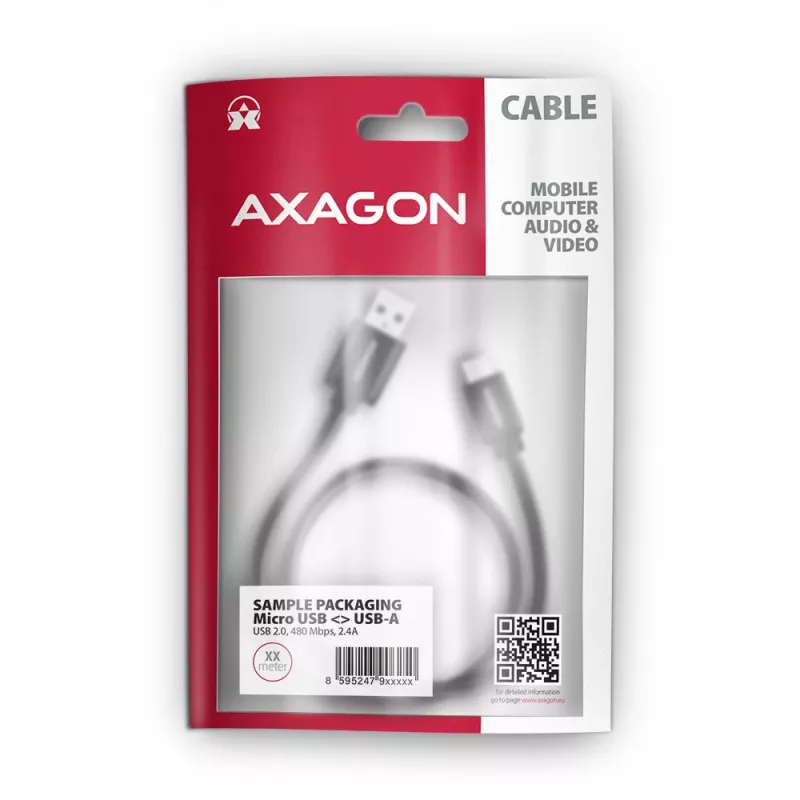 Καλώδιο USB Axagon BUMM-AM15AB USB 2.0 1,5 m Micro-USB B USB A Μαύρο