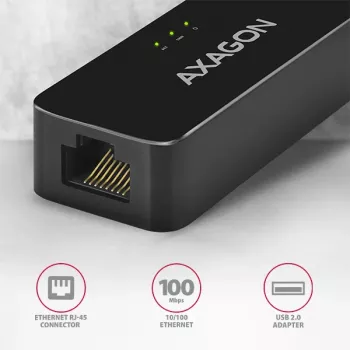 AXAGON ADE-XR προσαρμογέας USB 2.0 Type-A σε Fast Ethernet 10/100, RJ-45, Realtek RTL8152, μαύρος, 23 g