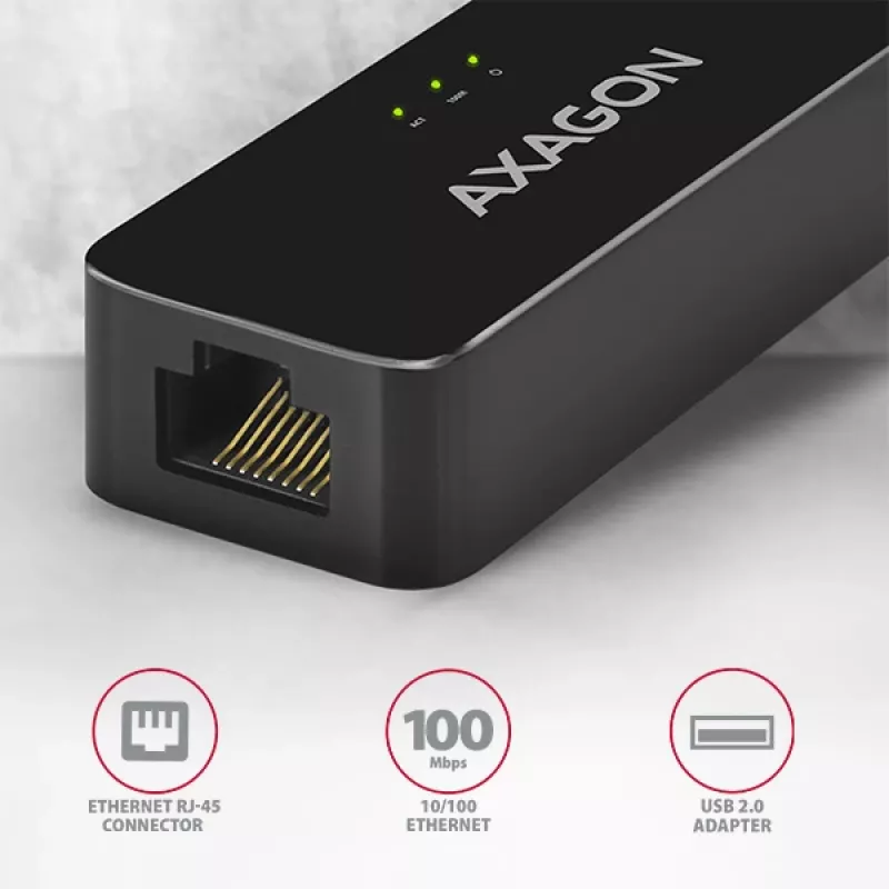 AXAGON ADE-XR προσαρμογέας USB 2.0 Type-A σε Fast Ethernet 10/100, RJ-45, Realtek RTL8152, μαύρος, 23 g