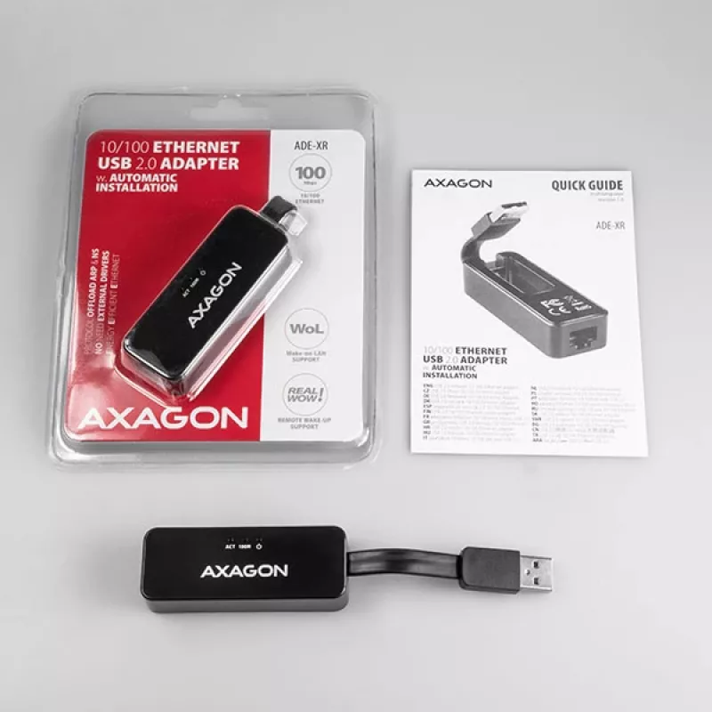 AXAGON ADE-XR προσαρμογέας USB 2.0 Type-A σε Fast Ethernet 10/100, RJ-45, Realtek RTL8152, μαύρος, 23 g