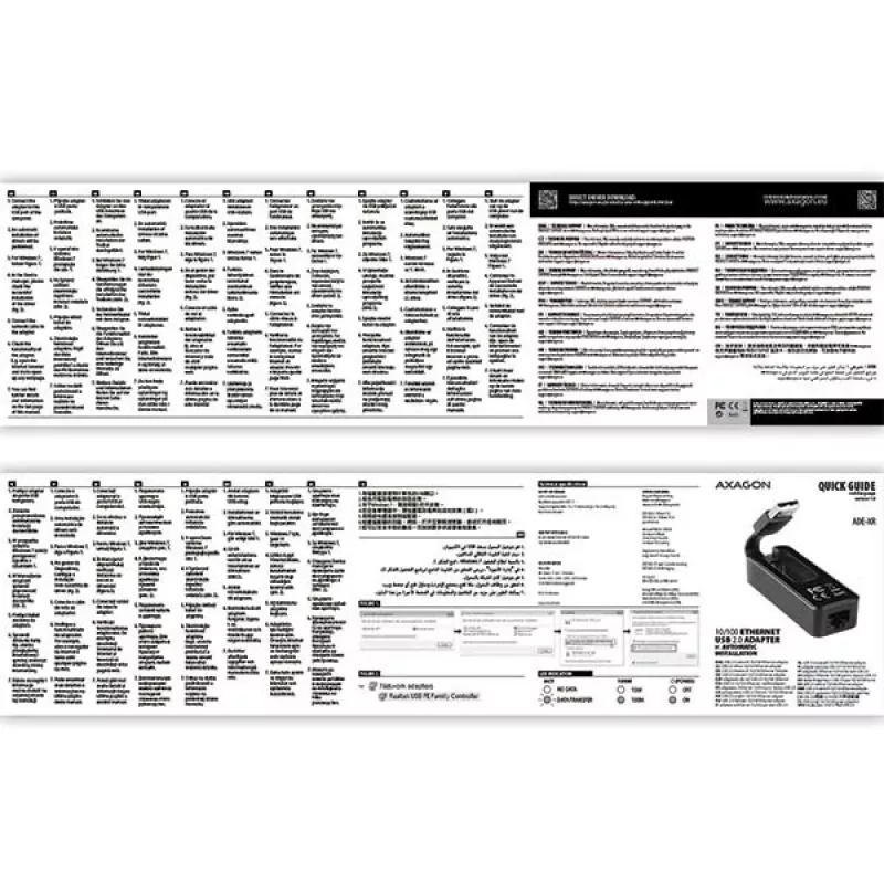 AXAGON ADE-XR προσαρμογέας USB 2.0 Type-A σε Fast Ethernet 10/100, RJ-45, Realtek RTL8152, μαύρος, 23 g