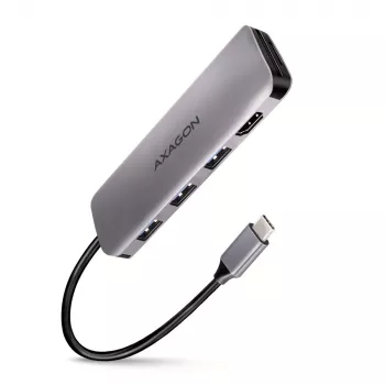 Axagon HMC-HCR3A 3x USB-A+ HDMI+ SD/microSD USB-C 3.2 Gen 1 Hub 20cm Ενσύρματο USB 3.2 Gen 1 (3.1 Gen 1) Type-C Γκρι