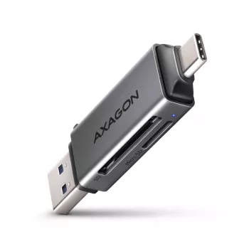 Axagon CRE-DAC USB-C+ USB-A 5 Gbps MINI 2-Slot & LUN Αναγνώστης καρτών SD/microSD USB 3.0 Type-A/Type-C Γκρι