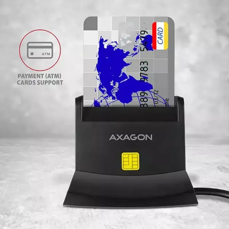Axagon CRE-SM2 Αναγνώστης 스마트 καρτών USB 2.0 Μαύρο καλώδιο 1,3m