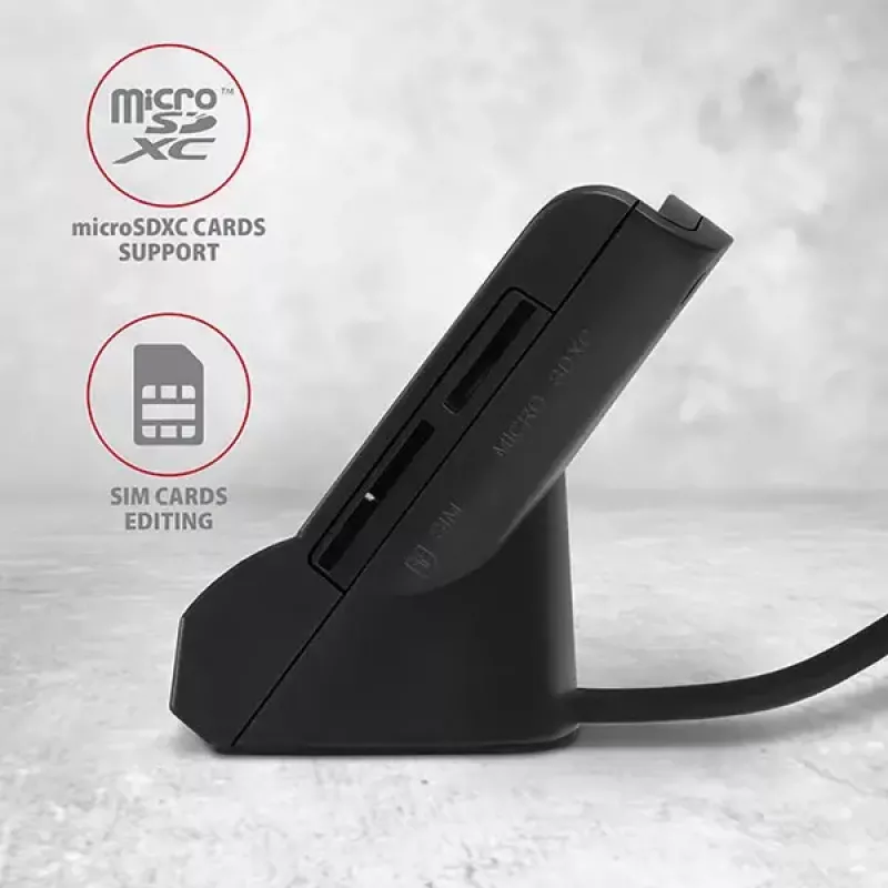Axagon CRE-SM2 Αναγνώστης 스마트 καρτών USB 2.0 Μαύρο καλώδιο 1,3m