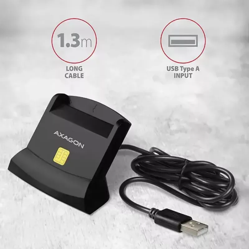 Axagon CRE-SM2 Αναγνώστης 스마트 καρτών USB 2.0 Μαύρο καλώδιο 1,3m