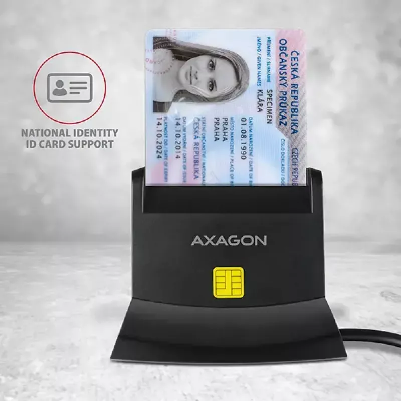 Axagon CRE-SM2 Αναγνώστης 스마트 καρτών USB 2.0 Μαύρο καλώδιο 1,3m