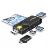 Axagon CRE-SMP2A Αναγνώστης καρτών USB Smartcard & SD/microSD/SIM PocketReader Indoor USB Type-A/USB Type-C Μαύρο