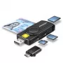 Axagon CRE-SMP2A Αναγνώστης καρτών USB Smartcard & SD/microSD/SIM PocketReader Indoor USB Type-A/USB Type-C Μαύρο