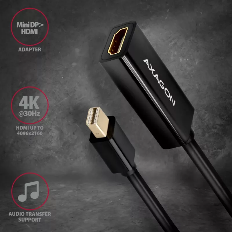 Axagon RVDM-HI14N Προσαρμογέας Mini DisplayPort -> HDMI 1.4 4K/30Hz