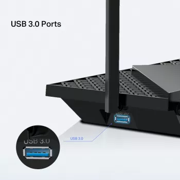 TP-Link Archer AX5400 Multi-Gigabit WiFi 6 Router, Wi-Fi 6 (802.11ax), Dualband (2,4 GHz / 5 GHz), Ethernet LAN, Μαύρο, Router Desktop/Ράβδου