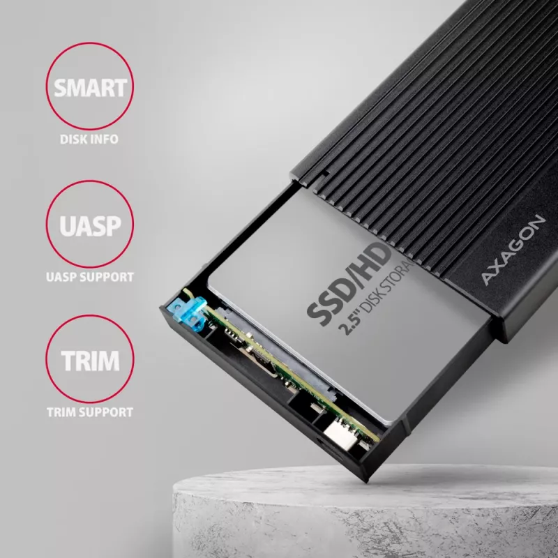 Θήκη HDD/SSD Axagon EE25-GTR USB-C 3.2 Gen 2 Μαύρο 2,5 ίντσες