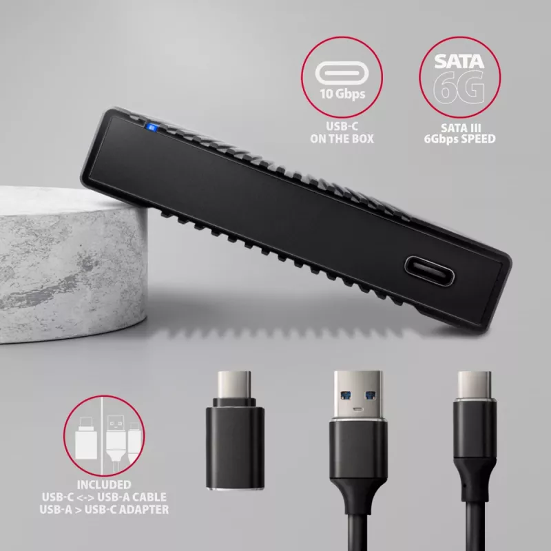 Θήκη HDD/SSD Axagon EE25-GTR USB-C 3.2 Gen 2 Μαύρο 2,5 ίντσες