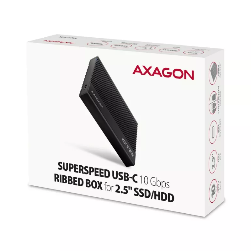 Θήκη HDD/SSD Axagon EE25-GTR USB-C 3.2 Gen 2 Μαύρο 2,5 ίντσες