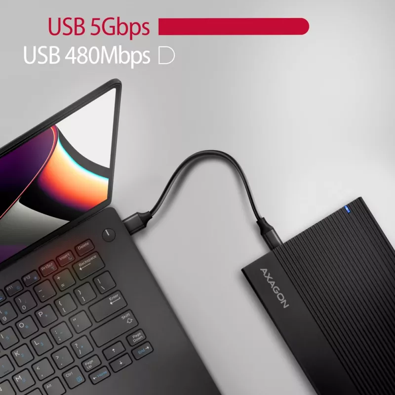 Axagon EE35-GTR USB-C 5Gbps - SATA 6G, 3.5 RIBBED box BLACK - Θήκη HDD USB Type C 3,5 ίντσες