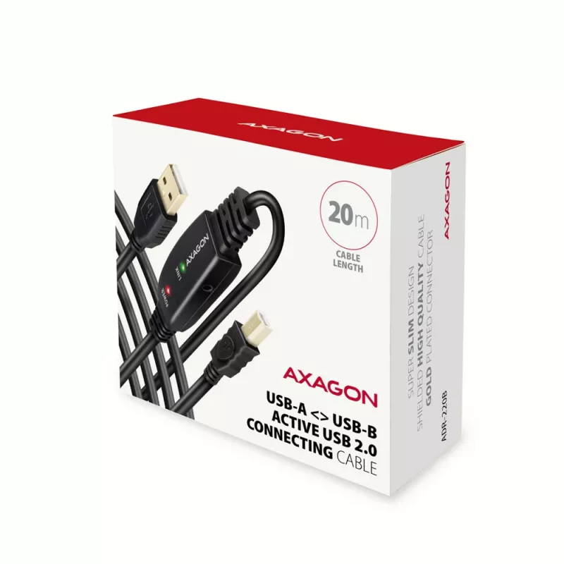 Axagon ADR-220B ενεργό καλώδιο σύνδεσης/επαναλήπτη USB 2.0 A-M -> B-M 20 m