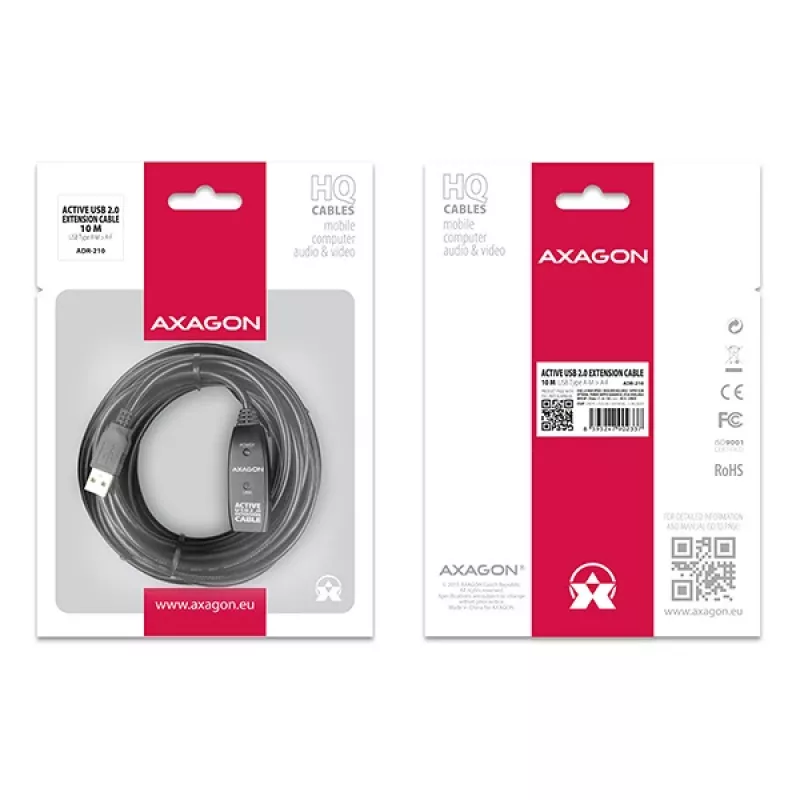 Axagon ADR-210 USB 2.0 A-M -> A-F ενεργό καλώδιο επέκτασης/επαναλήπτη 10 m